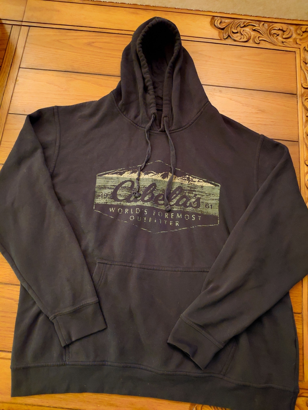 Cabela's Black Pullover Hoodie with Olive Logo